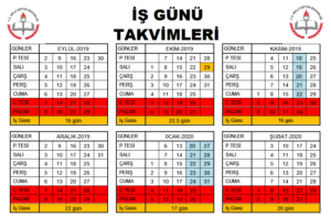 iş günü takvimi